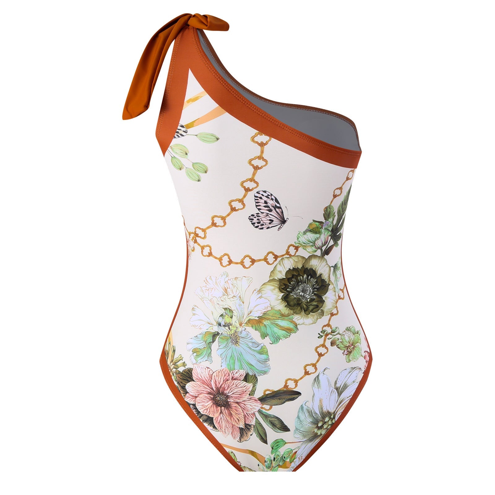 Damen Einteiler Badeanzug mit asymmetrischem Schnitt und elegantem Wickelrock R&B
