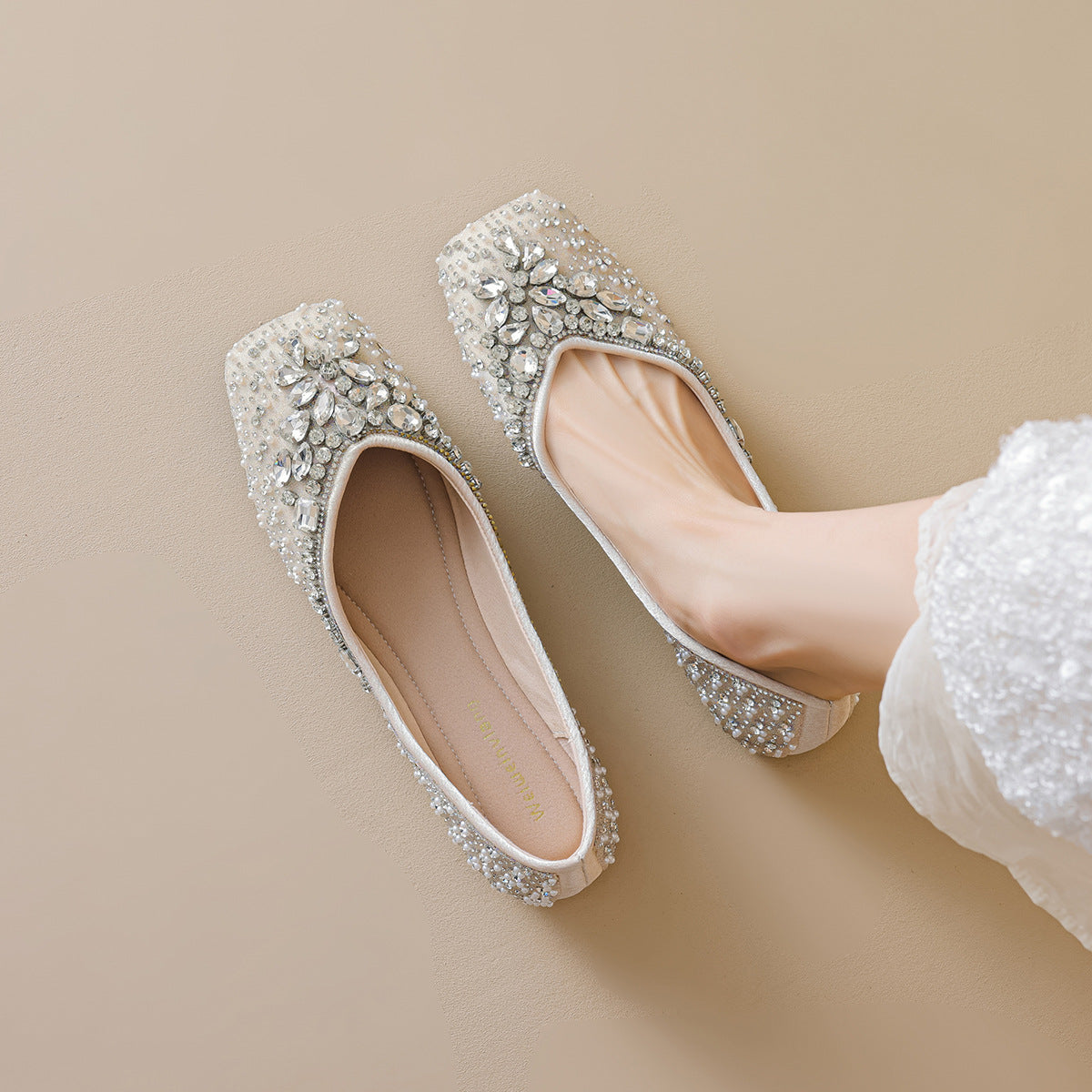 Damen Ballerinas mit funkelnden Strass-Applikationen