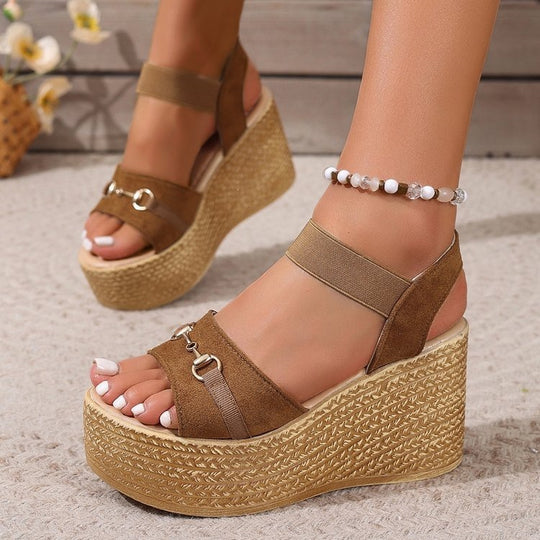 Damen Wedge-Sandalen mit luxuriösen Riemen und rutschfester Sohle R&B