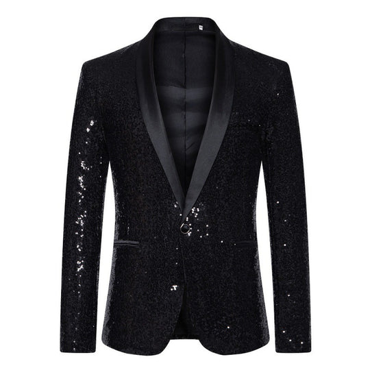 R&B Herren Pailletten-Blazer mit Schalkragen