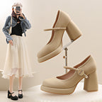 Damen Mary Jane Blockabsatz Schuhe mit eleganter Schnalle R&B
