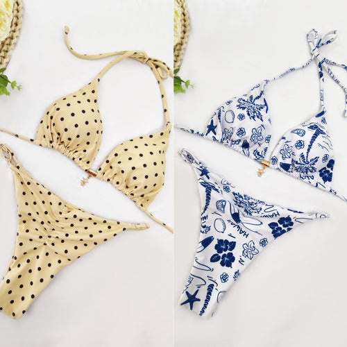 Damen Bikini-Set mit raffiniertem Polka-Dot-Design und verstellbarem Halter R&B