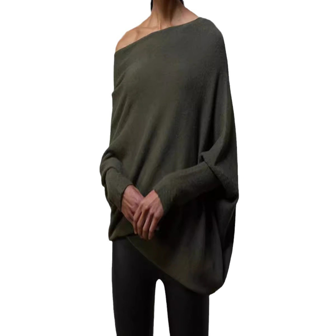 Damen Oversized Pullover mit asymmetrischem Schnitt und weitem Kragen R&B