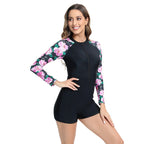 Damen Surfanzug mit floralem Langarmdesign und praktischem Reißverschluss R&B
