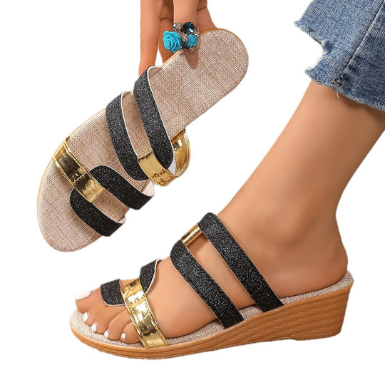 Damen glamouröse Riemensandalen mit modischen Metall-Details R&B