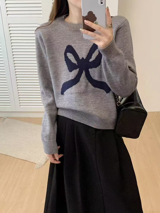 Damen Kuscheliger Pullover mit verspieltem Schleifenmotiv und weitem Schnitt R&B