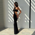 Damen Elegantes Maxikleid mit tiefem Schlüssel-Ausschnitt und figurbetonendem Schnitt R&B