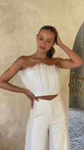 Damen cropped Oberteil mit transparenten Rüschendetails R&B