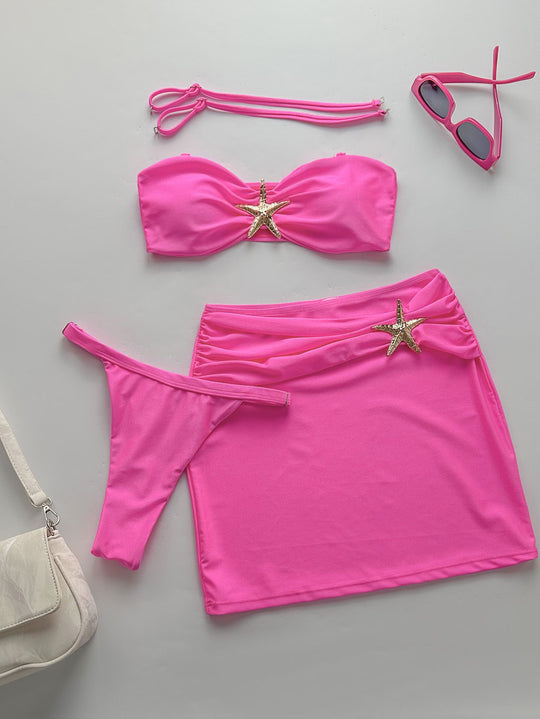 Damen Bikini-Set mit Röckchen und schimmerndem Muschel-Detail R&B