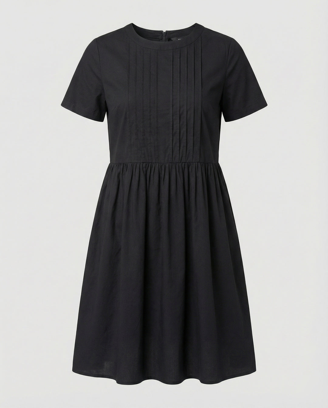 Schwarzes Maxikleid mit Rundhalsausschnitt und tailliertem Schnitt für den Sommer