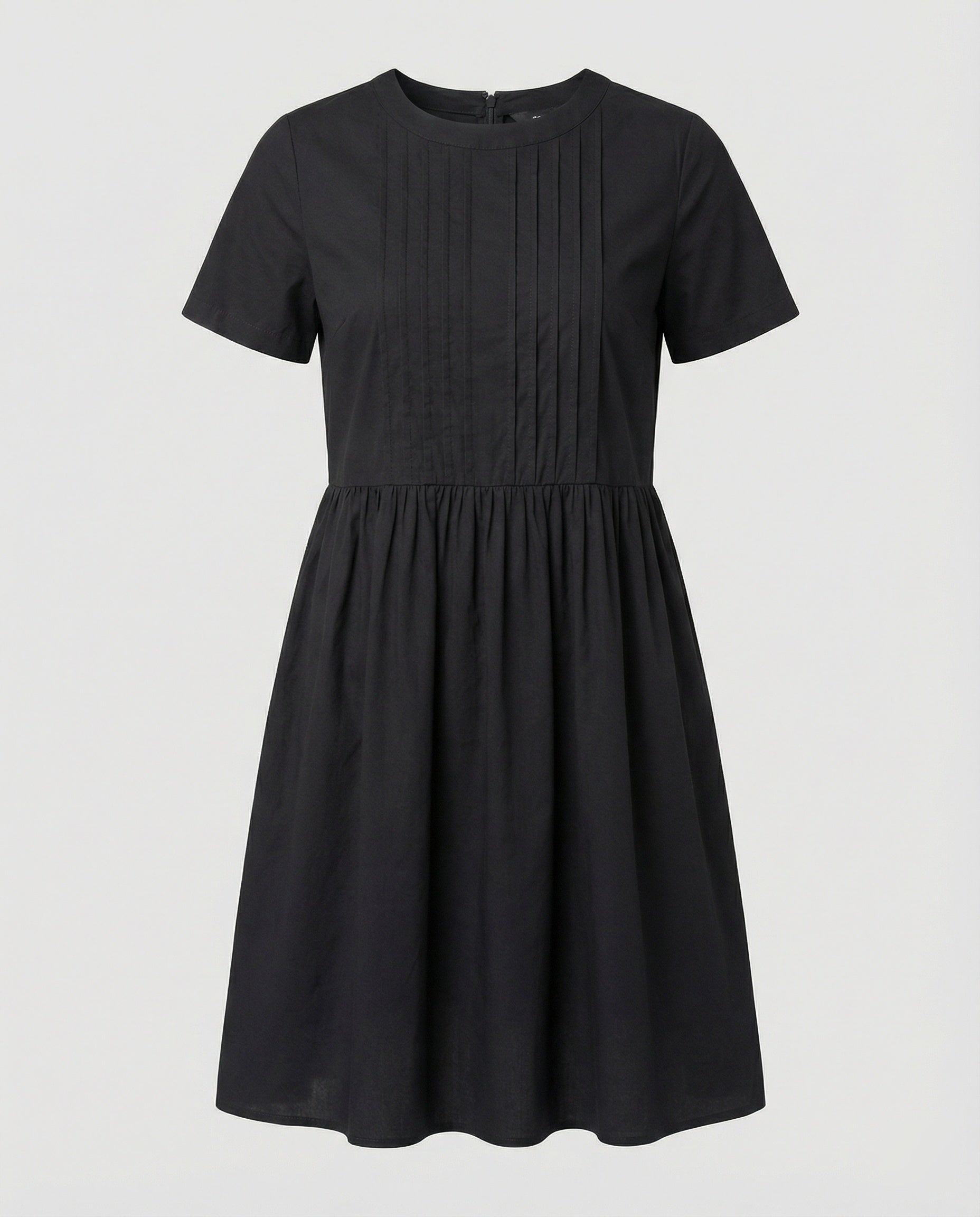 Schwarzes Maxikleid mit Rundhalsausschnitt und tailliertem Schnitt für den Sommer