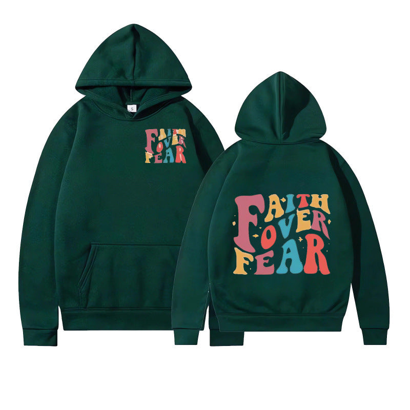 Damen Kapuzenpullover mit kreativem Schriftzug und weichem Innenfleece R&B