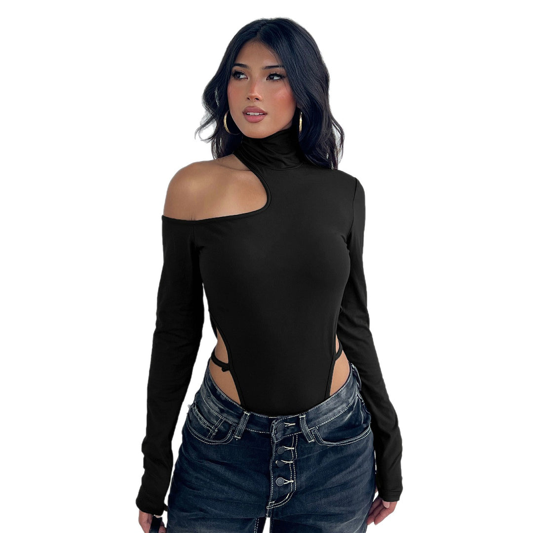 Damen Body mit asymmetrischem Schnitt und hohen Rüschen R&B