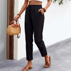 Damen lässige Chino-Hose mit elastischem Bund R&B