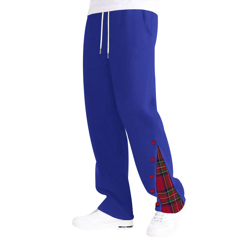 Herren modische Freizeithose mit seitlichem Karo-Muster und verstellbarem Kordelzug R&B