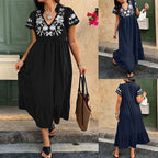 Damen Maxikleid mit floralem Stickdesign und voluminösem Rock R&B