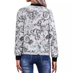Damen Bomberjacke mit floralen Motiven und elastischen Bündchen R&B