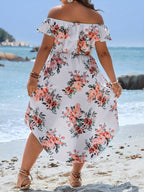 Damen Sommerliches Kleid mit off-shoulder Ausschnitt und floralem Design R&B