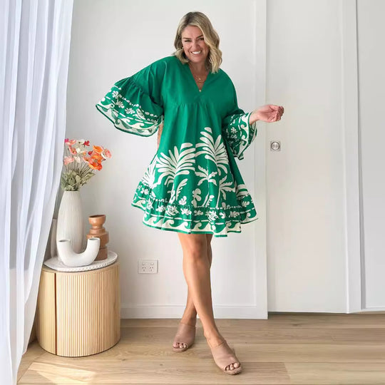 Damen Freizeitkleid mit voluminösen Ärmeln und strukturierten Rüschendetails R&B