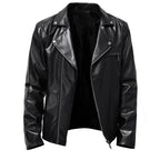 Herren Kunstleder Bikerjacke mit asymmetrischem Reißverschluss