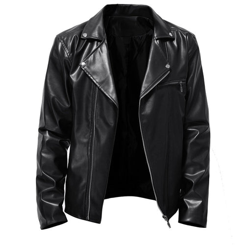 Herren Kunstleder Bikerjacke mit asymmetrischem Reißverschluss R&B