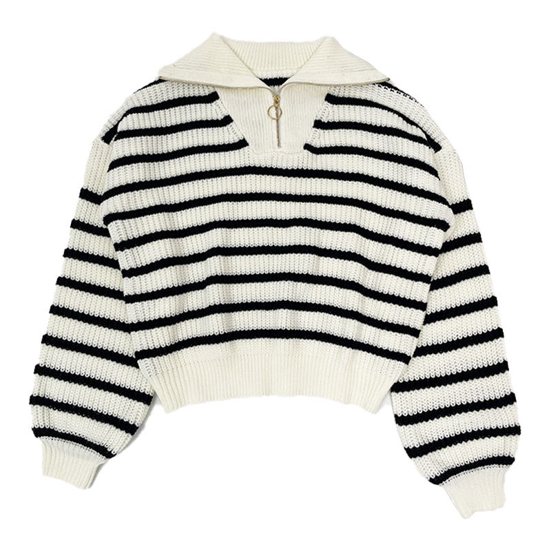 Damen stylischer Strickpullover mit hochgeschlossenem Kragen und lässigem Schnitt R&B