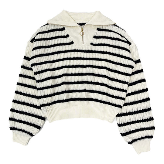 Damen stylischer Strickpullover mit hochgeschlossenem Kragen und lässigem Schnitt R&B