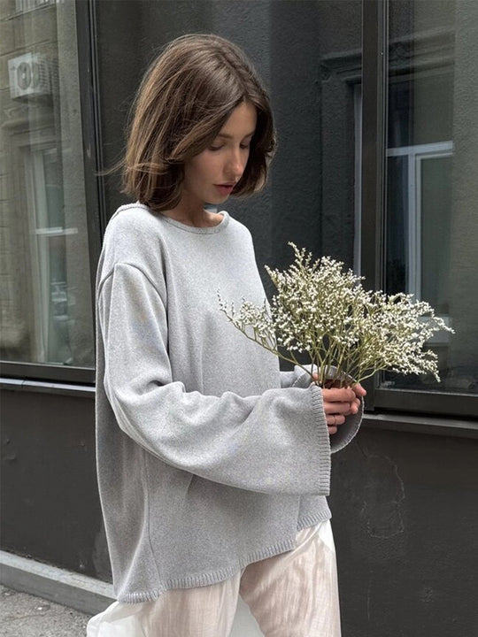 Damen Lässiger Strickpullover mit weitem Schnitt R&B