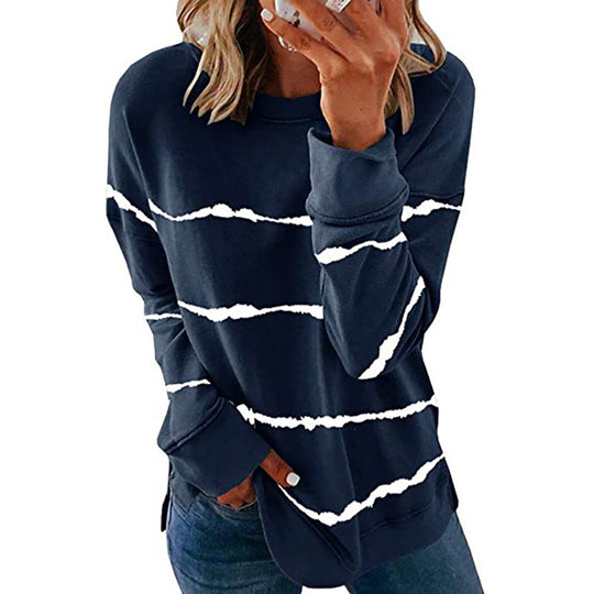 Damen Freizeit Sweatshirt mit modernen Streifen R&B