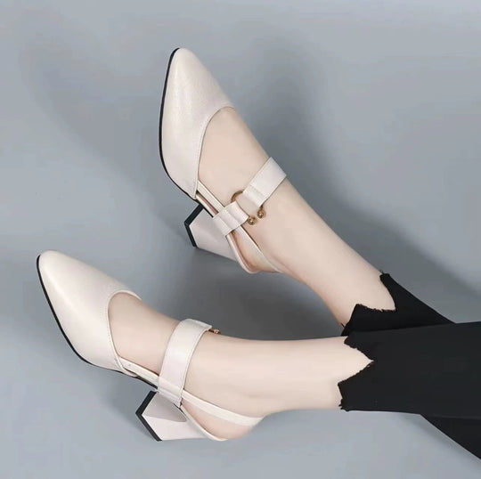 Damen Slingback Pumps mit elegantem Blockabsatz und verstellbarem Riemendesign R&B