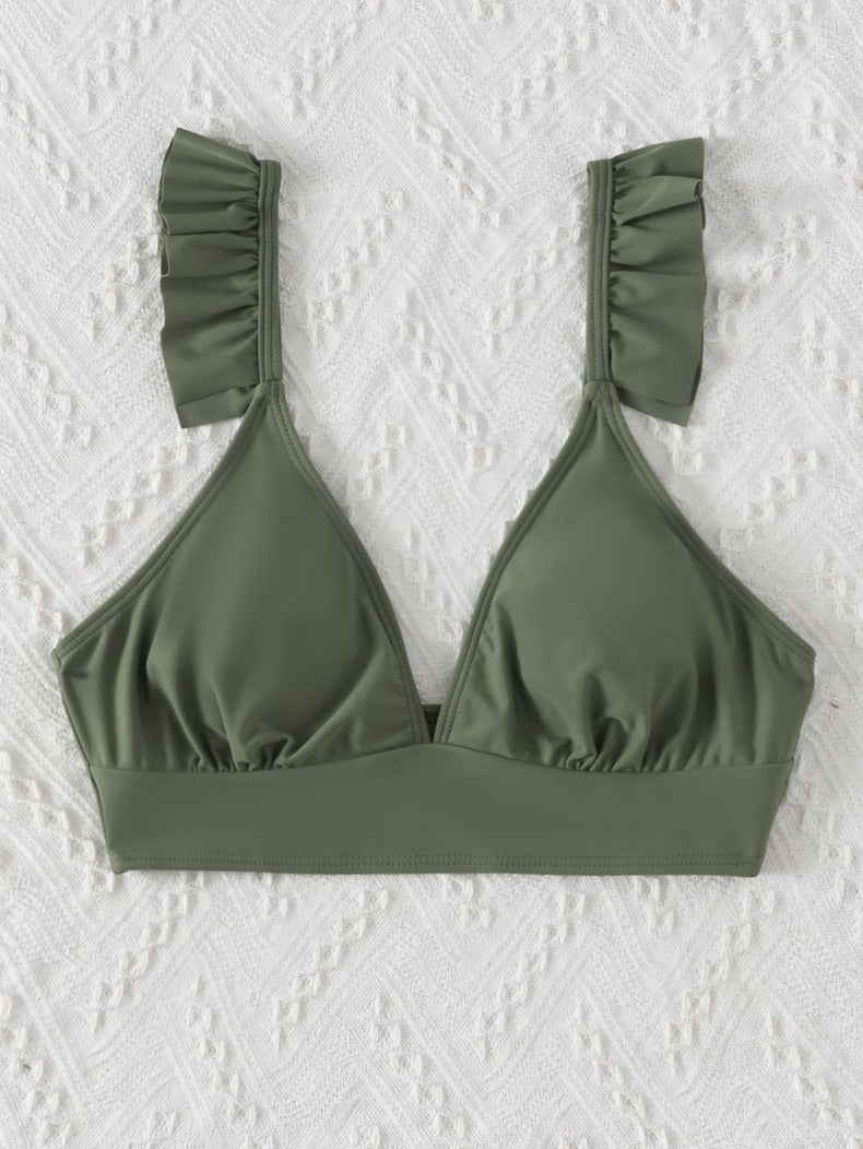 Damen Triangel-Bikinioberteil mit verspieltem Rüschendesign R&B