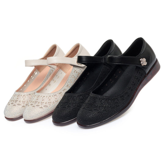Damen Ballerinas mit dekorativem Riemchen und Strassverzierungen R&B
