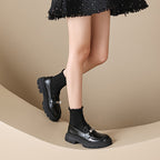 Damen Mokassins mit klobiger Sohle und eleganter Schnalle