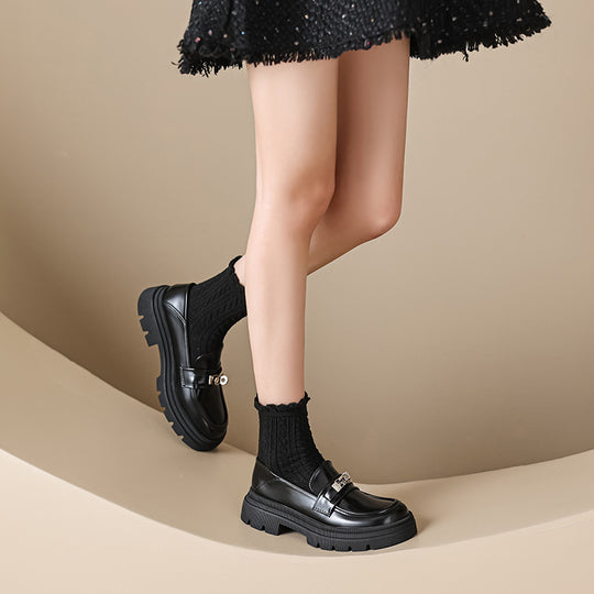 Damen Mokassins mit klobiger Sohle und eleganter Schnalle R&B