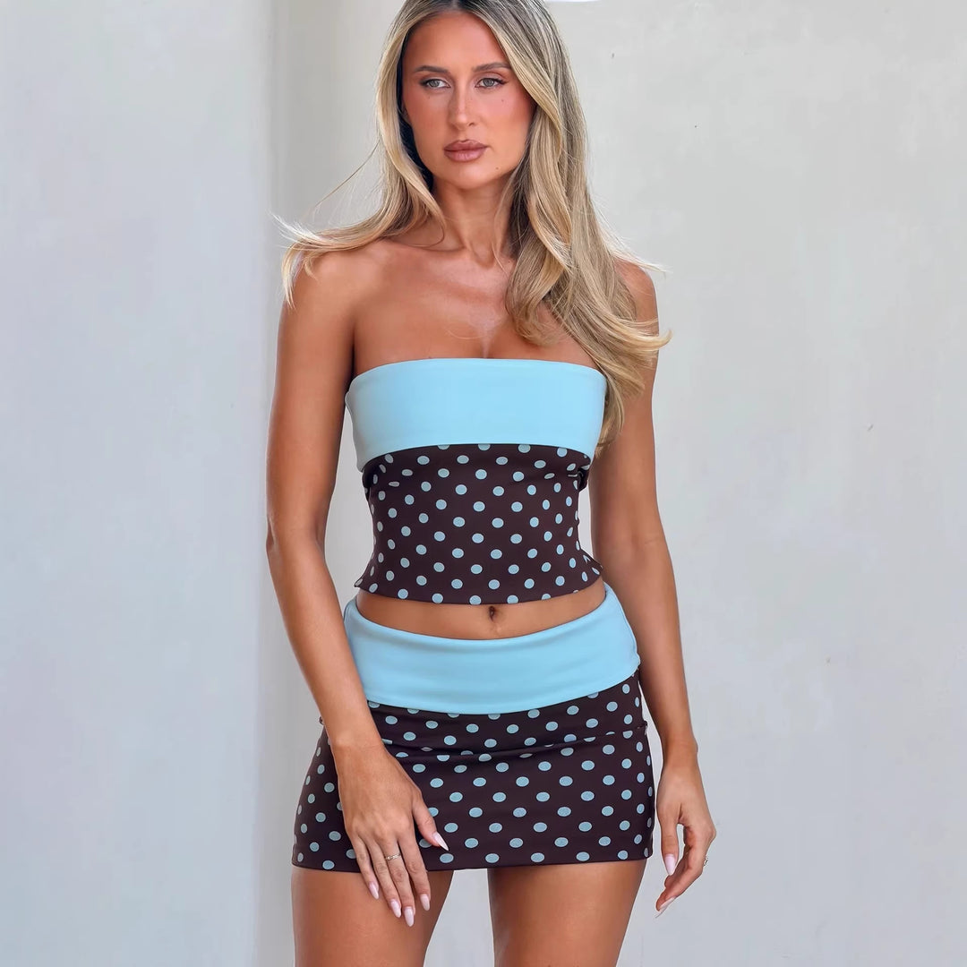 Damen süßes Bandeau-Top und Minirock-Set R&B