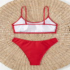 Damen Hochtailliertes Bikini-Set mit schmalen Trägern und elastischem Bund R&B
