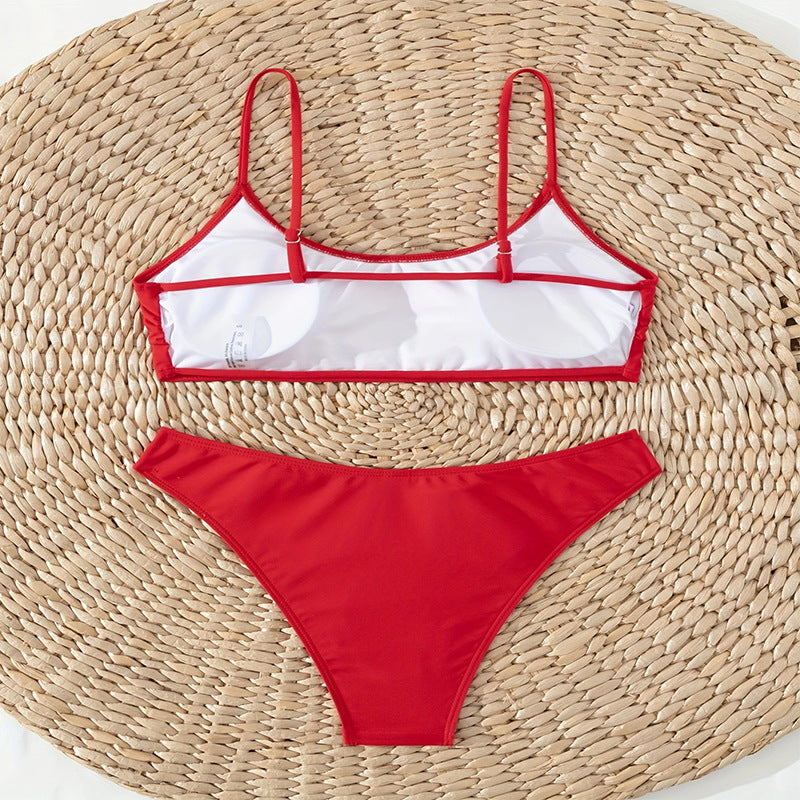 Damen Hochtailliertes Bikini-Set mit schmalen Trägern und elastischem Bund R&B