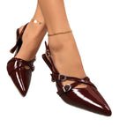 Damen Slingback-Pumps mit eleganten Schnallen und hochwertiger Lackleder-Oberfläche R&B