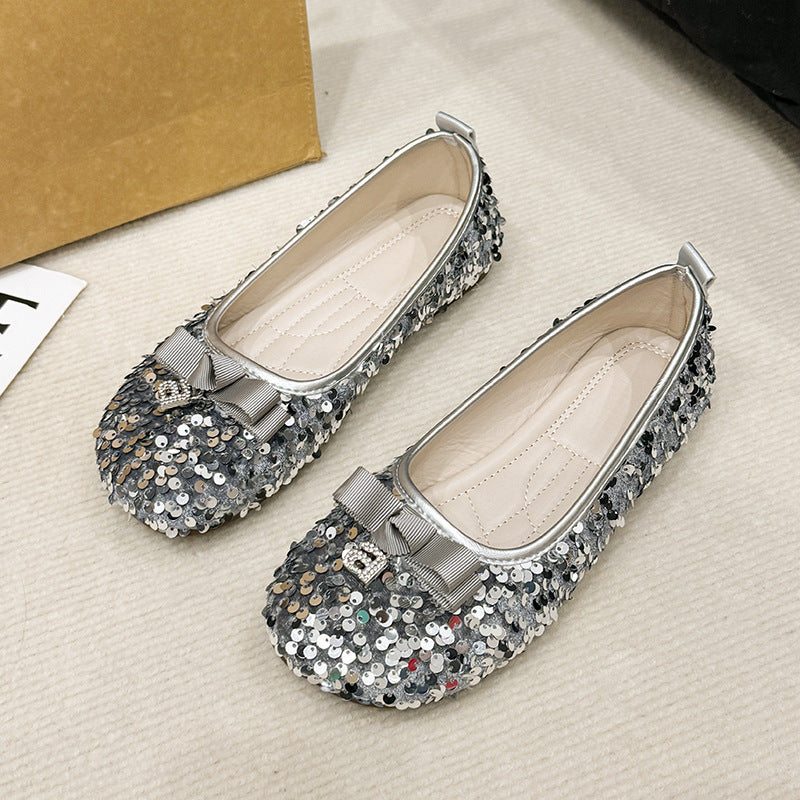Damen Ballerinas mit Glitzer und Schleife von EB
