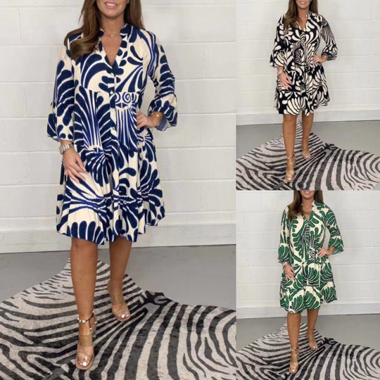 Damen Hemdblusenkleid mit floralem Design und Volant R&B