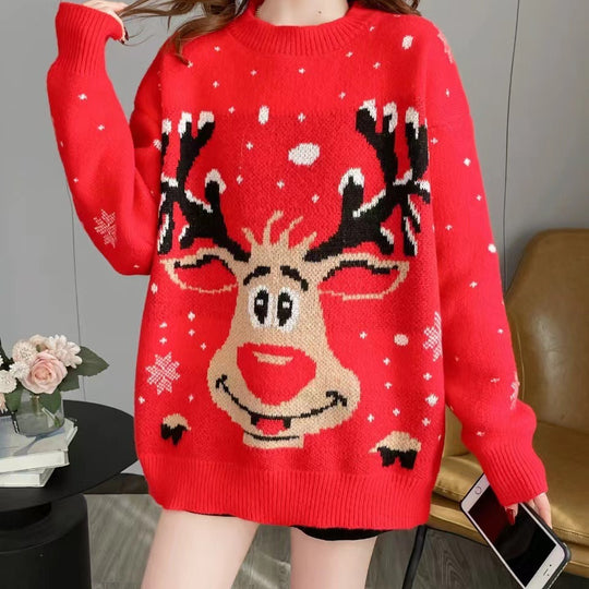 Damen Weihnachts-Pullover mit einzigartigem Rentier-Motiv R&B