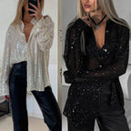 Damen Glitzernde Bluse mit schimmernder Textur und lässigem Schnitt EB