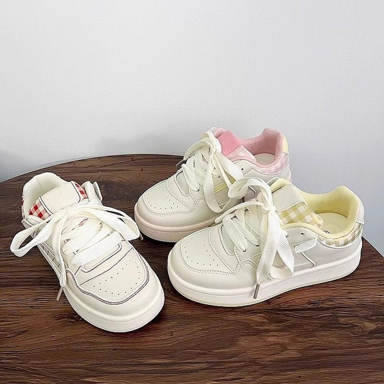 Damen modische Sneakers mit kariertem Innenfutter und hochdämpfender Sohle R&B