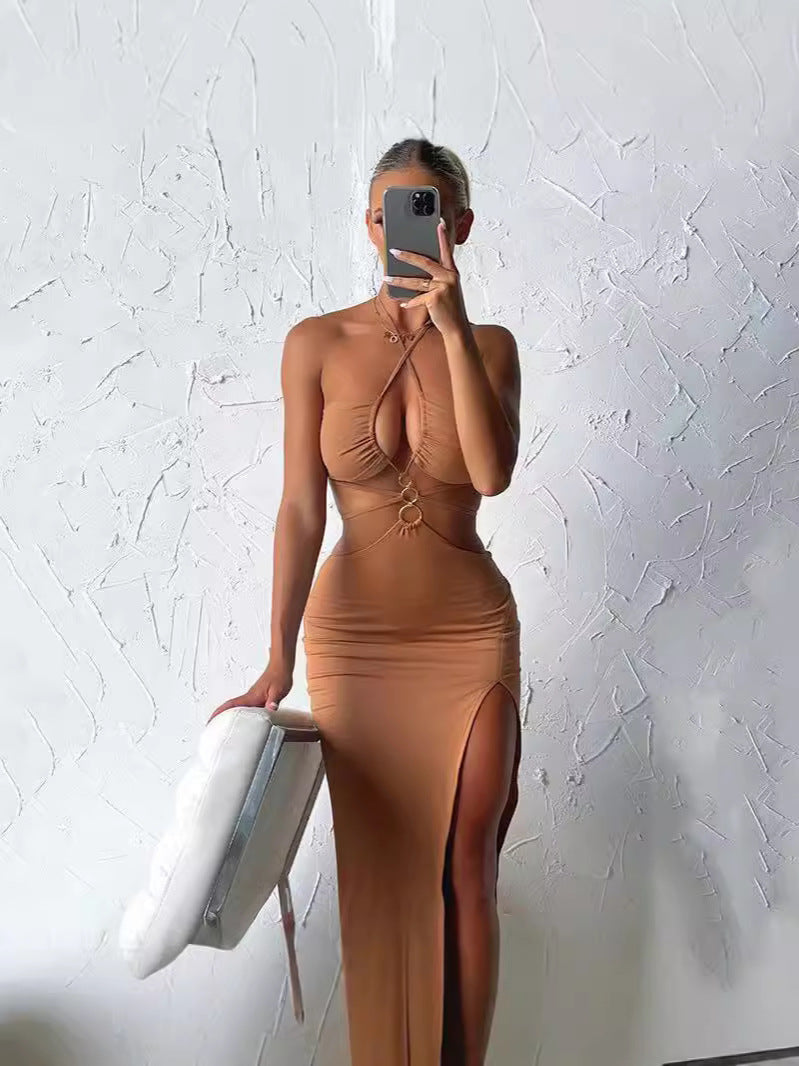 Damen Maxikleid mit raffinierten Cut-Outs und verführerischen Rüschendetails R&B