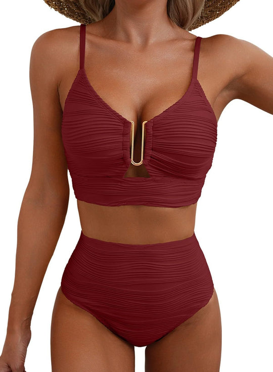 Damen Hochgeschnittener Bikini mit Raffungen R&B