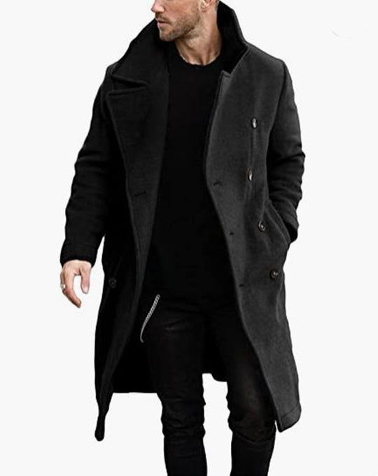 Herren Wollmantel im modernen Doppelknebel-Look R&B