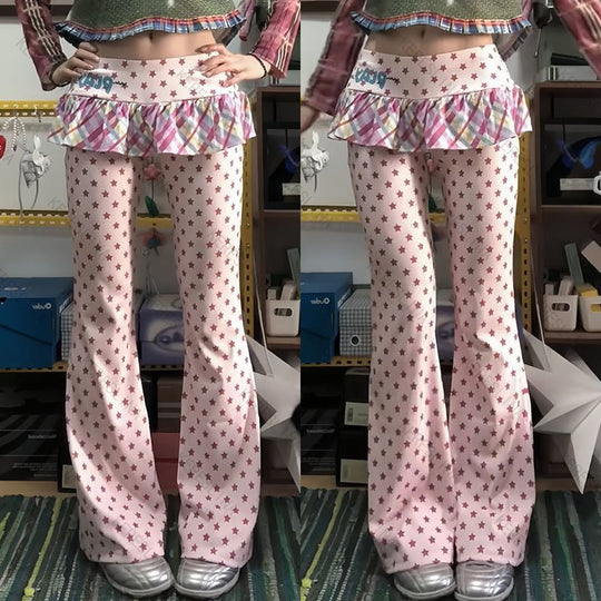 Damen Figurbetonte Flared-Hose mit Rüschendetail R&B