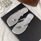 Damen Flip-Flops mit glamourösem Metallic-Riemendesign und komfortabler Innensohle EB