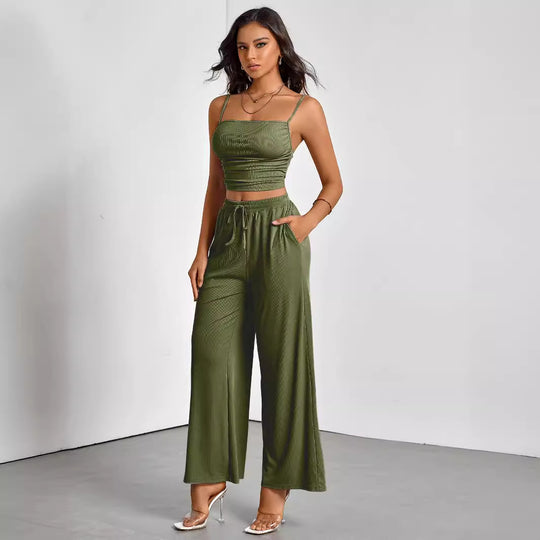 Damen Ripp-Top mit verstellbaren Spaghettiträgern und elastischer Taille R&B
