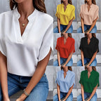 Damen Modische Bluse mit Stehkragen und fließenden Ärmeln